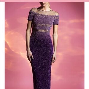 Pamella Roland Purple Ombré gown sequin size 10 NWOT